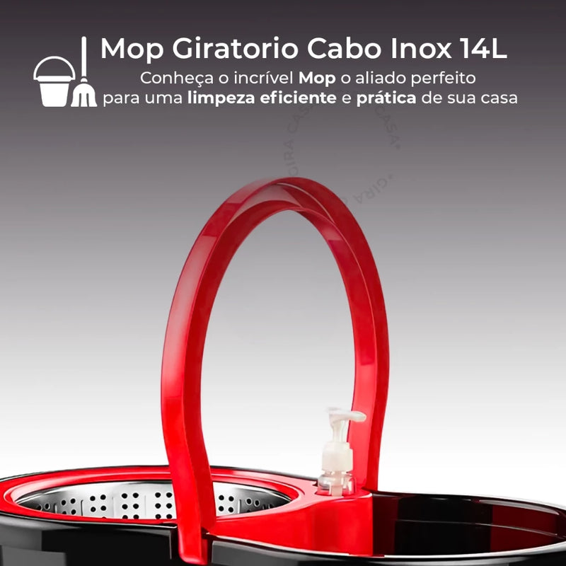 Kit Mop Giratório com Balde Inox - Acabou a Dor nas Costas Para Limpar