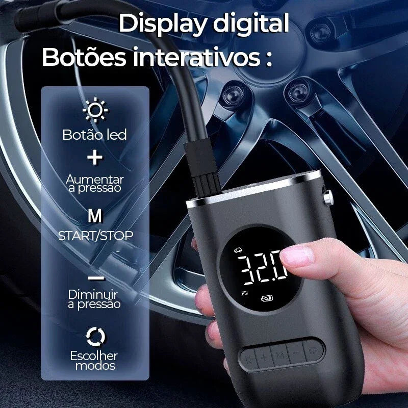Bomba De Ar Elétrica Mini Portátil Sem Fio Compressor Para Motocicleta Bicicleta
