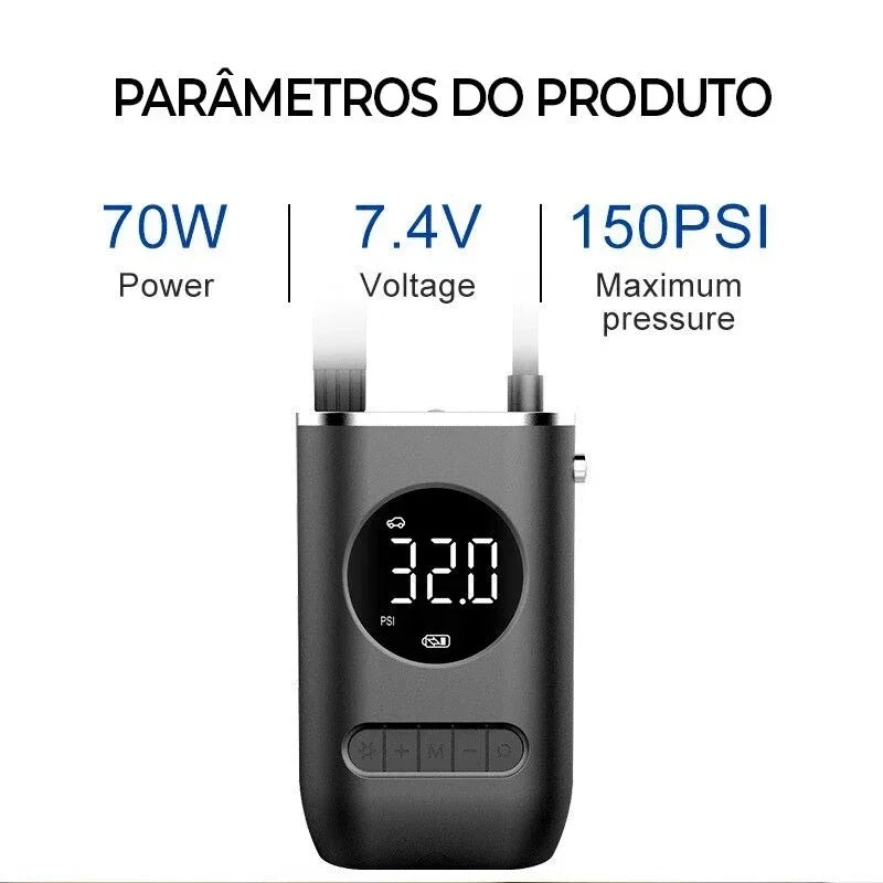 Bomba De Ar Elétrica Mini Portátil Sem Fio Compressor Para Motocicleta Bicicleta
