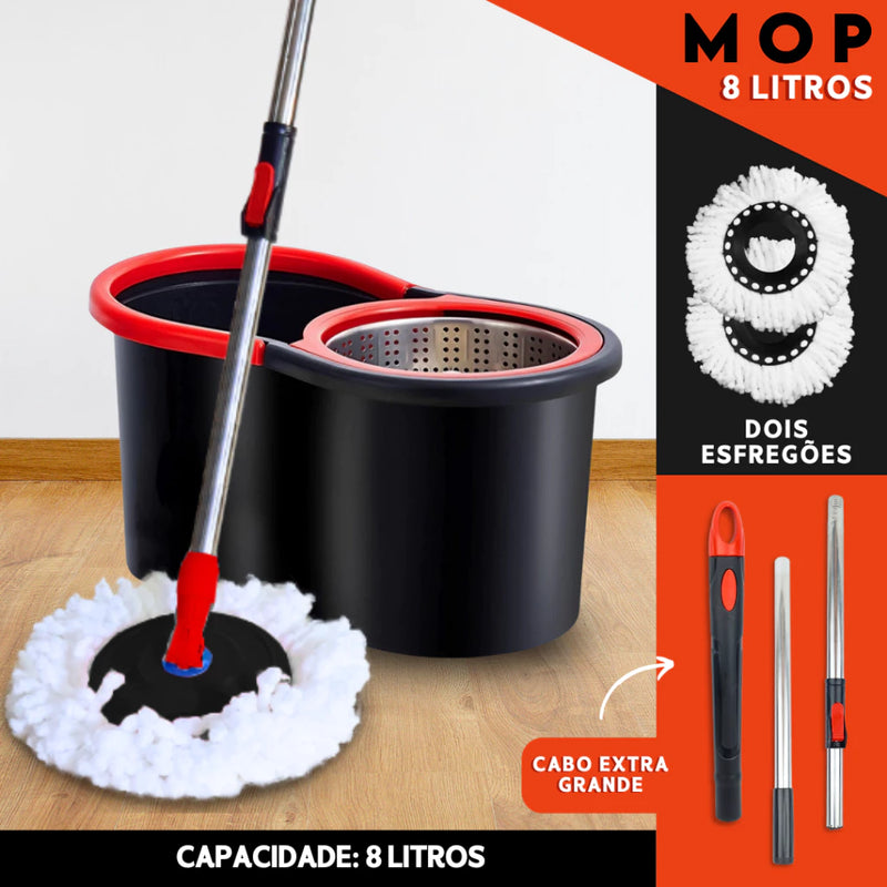 Kit Mop Giratório com Balde Inox - Acabou a Dor nas Costas Para Limpar
