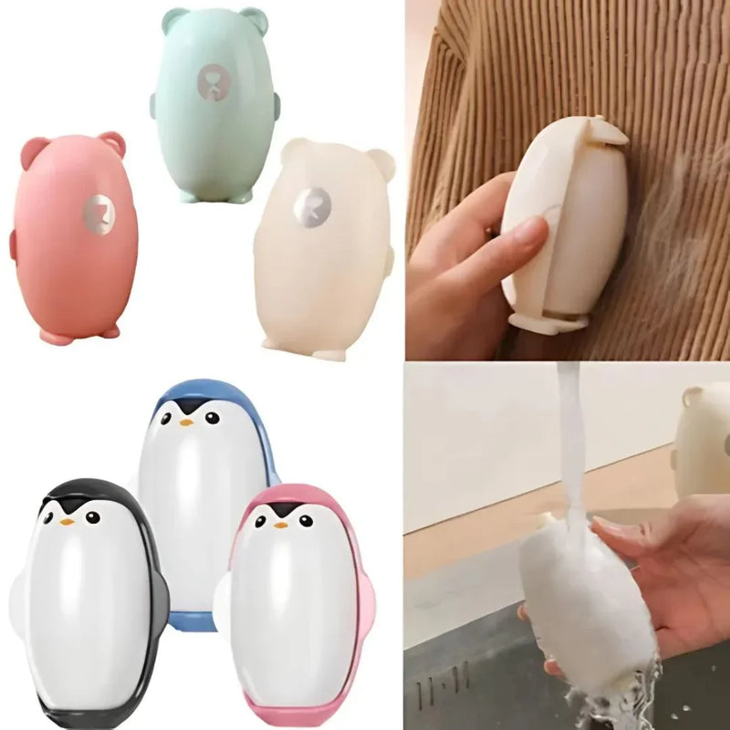 Rolo Tira Pelos Portátil em Formato de Pinguim Lavável e Reutilizável